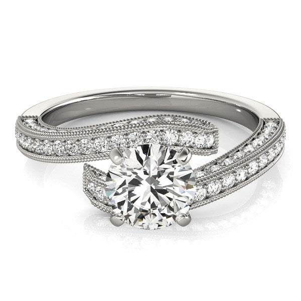 14k White Gold Round Diamond Bypass Style Engagement Ring (1 1/2 cttw) - jazzyjewelryjones