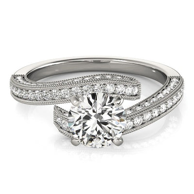 14k White Gold Round Diamond Bypass Style Engagement Ring (1 1/2 cttw) - jazzyjewelryjones