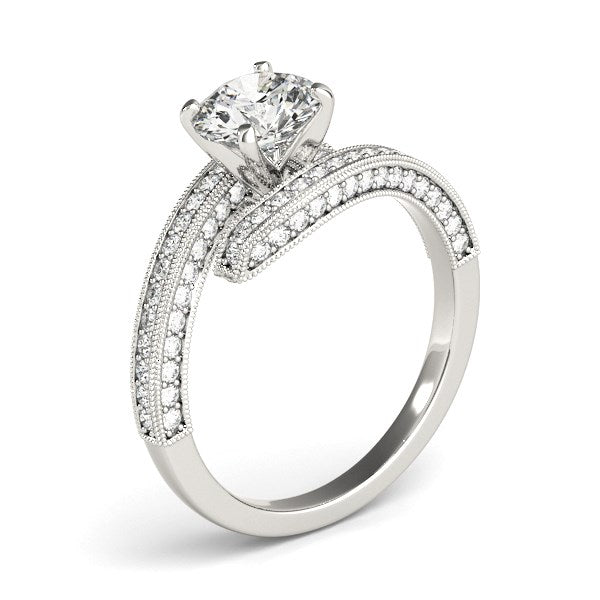 14k White Gold Round Diamond Bypass Style Engagement Ring (1 1/2 cttw) - jazzyjewelryjones