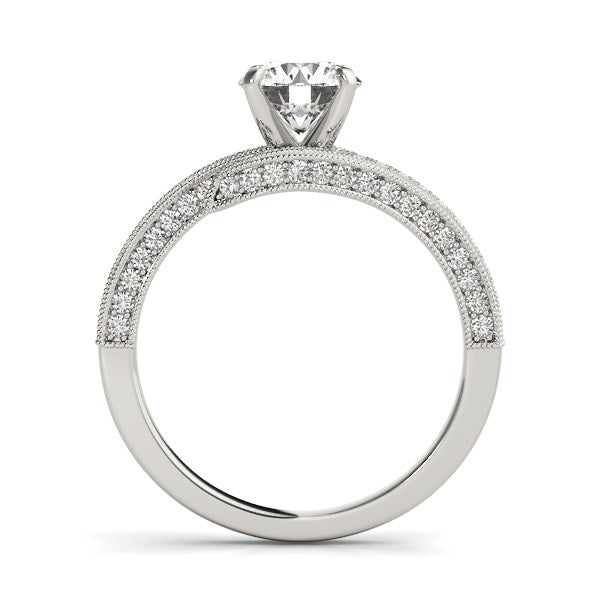 14k White Gold Round Diamond Bypass Style Engagement Ring (1 1/2 cttw) - jazzyjewelryjones