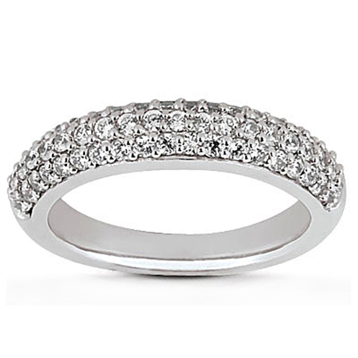 14k White Gold Triple Multi - Row Micro - Pave Diamond Wedding Ring Band - jazzyjewelryjones