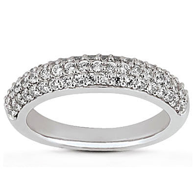14k White Gold Triple Multi - Row Micro - Pave Diamond Wedding Ring Band - jazzyjewelryjones