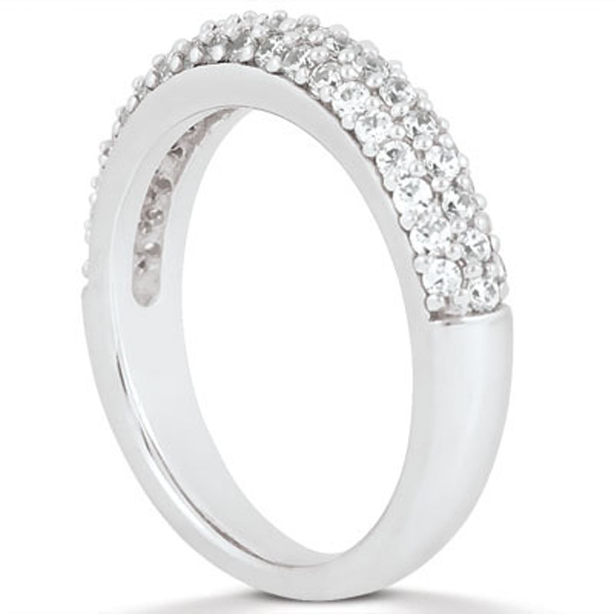 14k White Gold Triple Multi - Row Micro - Pave Diamond Wedding Ring Band - jazzyjewelryjones