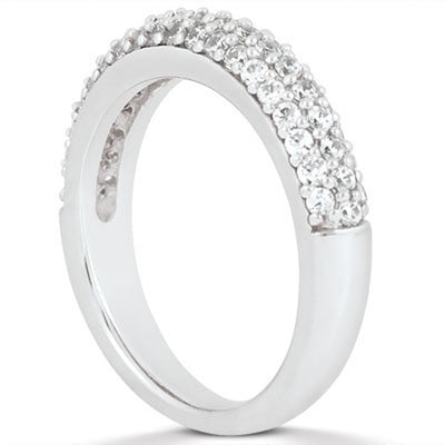 14k White Gold Triple Multi - Row Micro - Pave Diamond Wedding Ring Band - jazzyjewelryjones