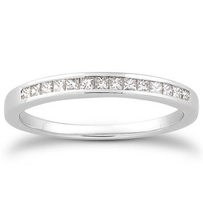 14k White Gold Channel Set Princess Diamond Wedding Ring Band - jazzyjewelryjones