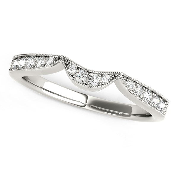 14k White Gold Milgrained Curved Wedding Diamond Band (1/6 cttw) - jazzyjewelryjones