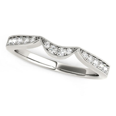 14k White Gold Milgrained Curved Wedding Diamond Band (1/6 cttw) - jazzyjewelryjones