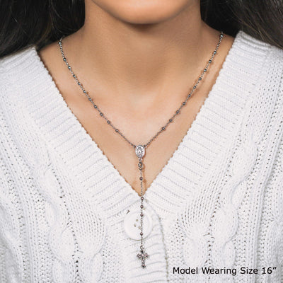 Fine Rosary Chain and Bead Necklace in Sterling Silver - jazzyjewelryjones
