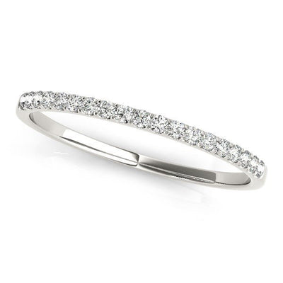 14k White Gold Slim Pave Set Diamond Wedding Band (1/8 cttw) - jazzyjewelryjones