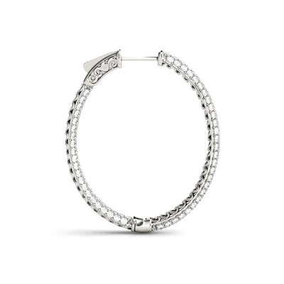 14k White Gold Diamond Hoop Double Sided Three Row Earrings (2 cttw) - jazzyjewelryjones