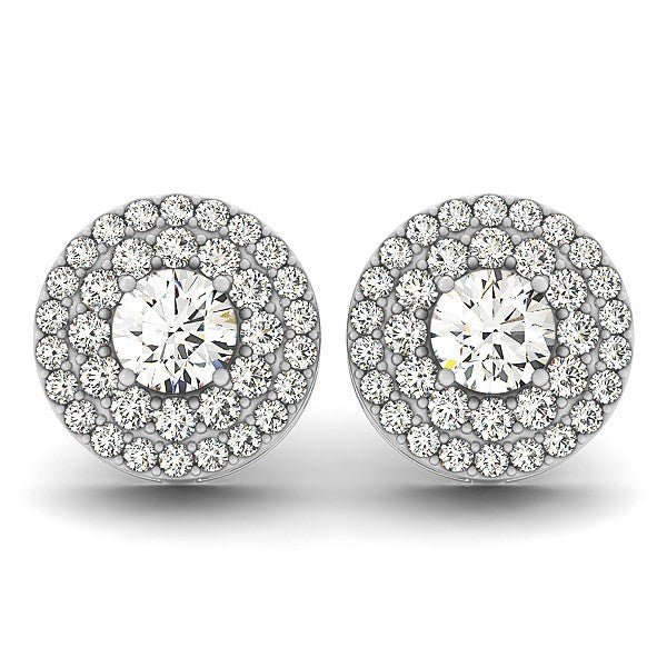 14k White Gold Double Halo Round Diamond Earrings (1 1/4 cttw) - jazzyjewelryjones