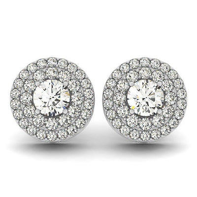 14k White Gold Double Halo Round Diamond Earrings (1 1/4 cttw) - jazzyjewelryjones