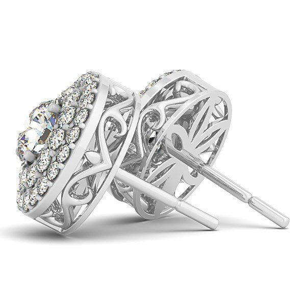 14k White Gold Double Halo Round Diamond Earrings (1 1/4 cttw) - jazzyjewelryjones