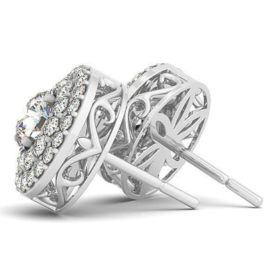 14k White Gold Double Halo Round Diamond Earrings (1 1/4 cttw) - jazzyjewelryjones