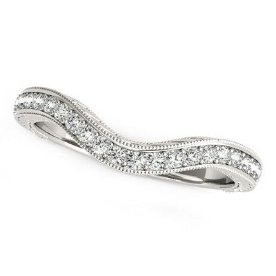 14k White Gold Milgrained Baroque Curved Diamond Wedding Ring (1/6 cttw) - jazzyjewelryjones