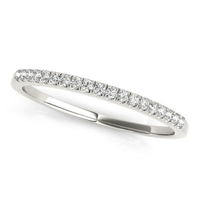 14k White Gold Scallop Pave Set Diamond Wedding Ring (1/8 cttw) - jazzyjewelryjones