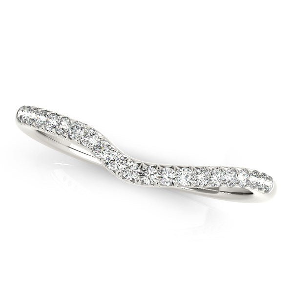 14k White Gold Curved Pave Diamond Wedding Ring (1/4 cttw) - jazzyjewelryjones