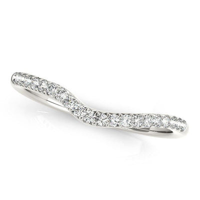 14k White Gold Curved Pave Diamond Wedding Ring (1/4 cttw) - jazzyjewelryjones