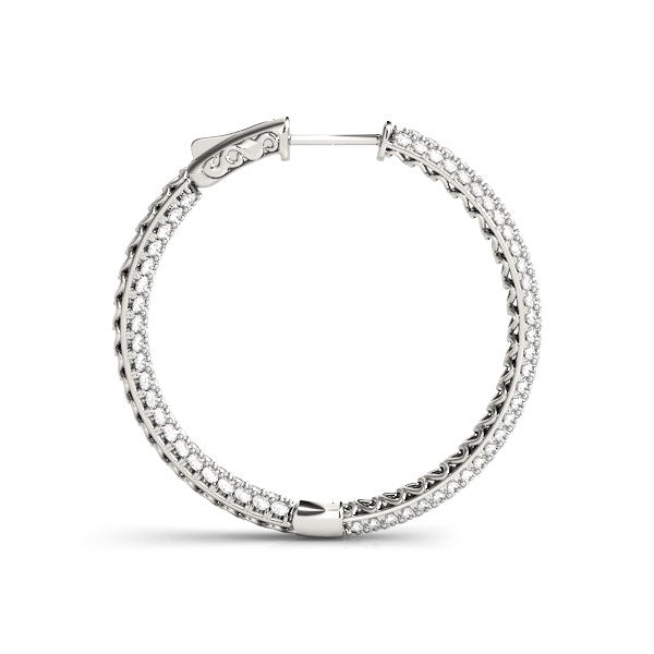 14k White Gold Two Row Pave Set Diamond Hoop Earrings (7 cttw) - jazzyjewelryjones