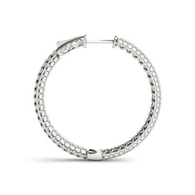 14k White Gold Two Row Pave Set Diamond Hoop Earrings (7 cttw) - jazzyjewelryjones