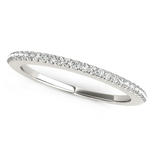 14k White Gold Pave Scallop Setting Diamond Wedding Band (1/8 cttw) - jazzyjewelryjones