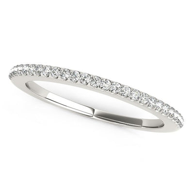 14k White Gold Pave Scallop Setting Diamond Wedding Band (1/8 cttw) - jazzyjewelryjones