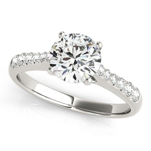 14k White Gold Round Cut Diamond Engagement Ring (1 5/8 cttw) - jazzyjewelryjones