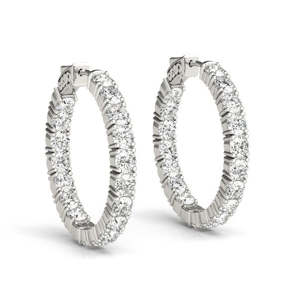 14k White Gold Two Sided Prong Set Diamond Hoop Earrings (3 1/2 cttw) - jazzyjewelryjones