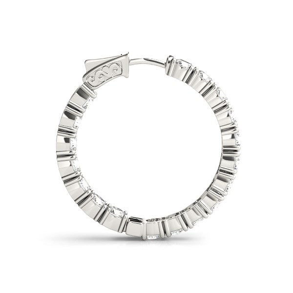 14k White Gold Two Sided Prong Set Diamond Hoop Earrings (3 1/2 cttw) - jazzyjewelryjones