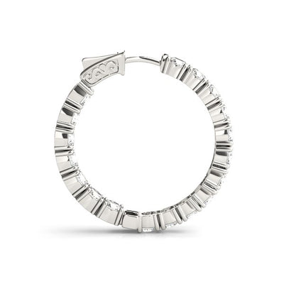 14k White Gold Two Sided Prong Set Diamond Hoop Earrings (3 1/2 cttw) - jazzyjewelryjones