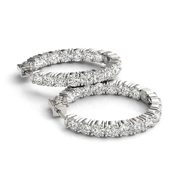 14k White Gold Two Sided Prong Set Diamond Hoop Earrings (3 1/2 cttw) - jazzyjewelryjones