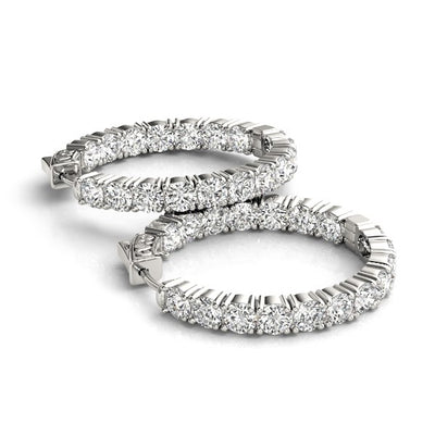 14k White Gold Two Sided Prong Set Diamond Hoop Earrings (3 1/2 cttw) - jazzyjewelryjones