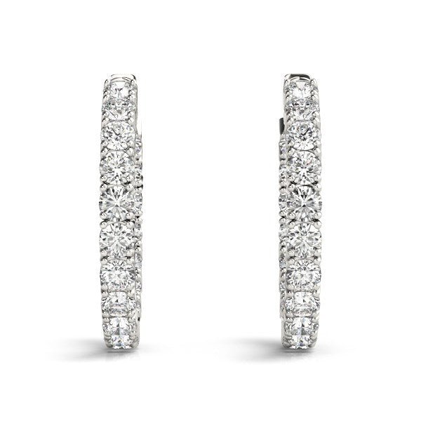 14k White Gold Two Sided Prong Set Diamond Hoop Earrings (3 1/2 cttw) - jazzyjewelryjones