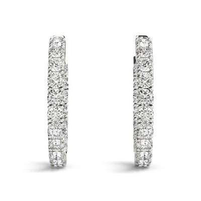 14k White Gold Two Sided Prong Set Diamond Hoop Earrings (3 1/2 cttw) - jazzyjewelryjones