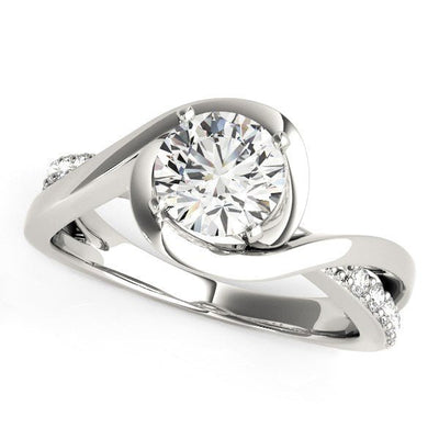 14k White Gold Split Band Round Bypass Diamond Engagement Ring (1 1/8 cttw) - jazzyjewelryjones