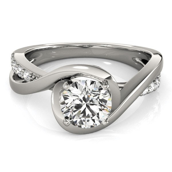 14k White Gold Split Band Round Bypass Diamond Engagement Ring (1 1/8 cttw) - jazzyjewelryjones