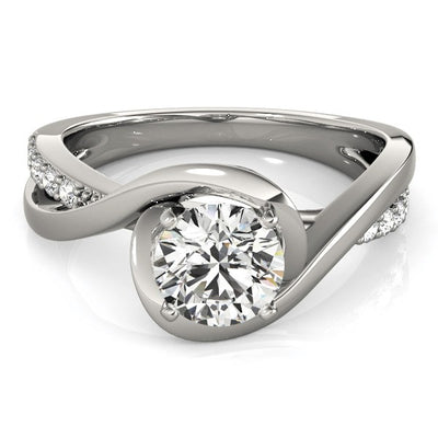 14k White Gold Split Band Round Bypass Diamond Engagement Ring (1 1/8 cttw) - jazzyjewelryjones