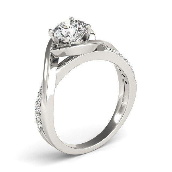 14k White Gold Split Band Round Bypass Diamond Engagement Ring (1 1/8 cttw) - jazzyjewelryjones