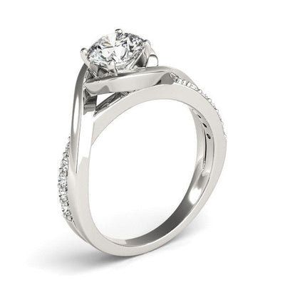 14k White Gold Split Band Round Bypass Diamond Engagement Ring (1 1/8 cttw) - jazzyjewelryjones