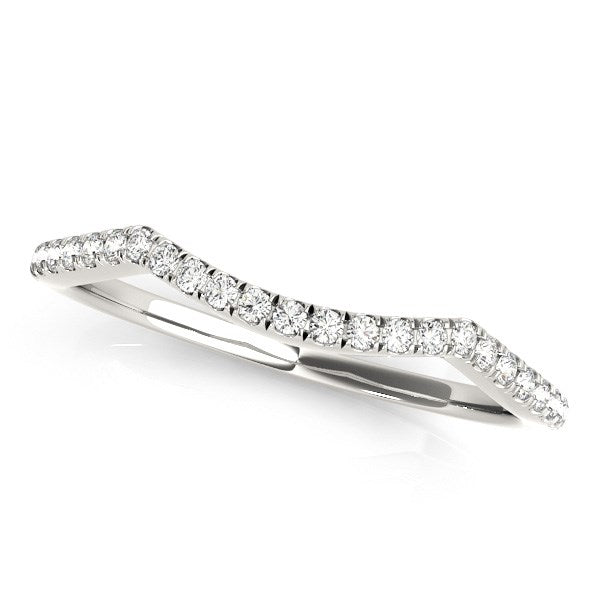 14k White Gold Diamond Pave Set Curved Wedding Band (1/8 cttw) - jazzyjewelryjones