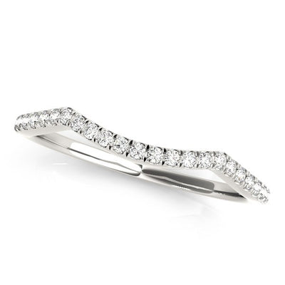14k White Gold Diamond Pave Set Curved Wedding Band (1/8 cttw) - jazzyjewelryjones