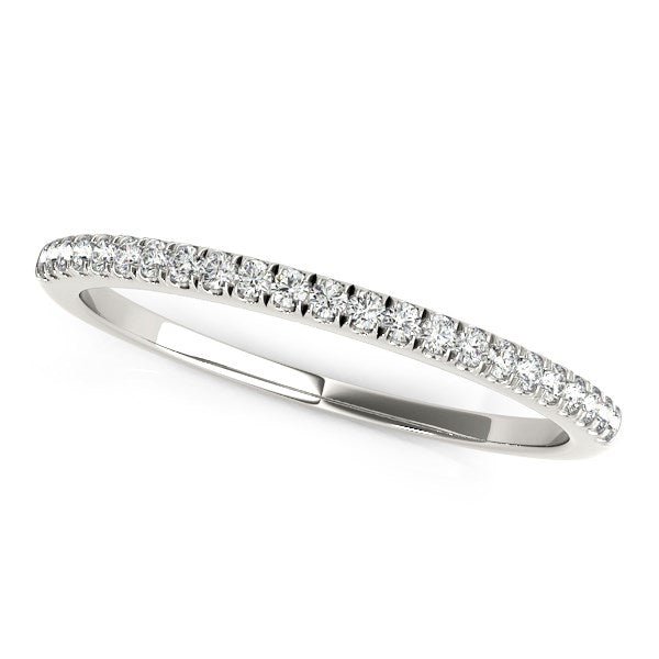 14k White Gold Scallop Style Setting Diamond Wedding Band (1/8 cttw) - jazzyjewelryjones
