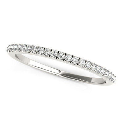 14k White Gold Scallop Style Setting Diamond Wedding Band (1/8 cttw) - jazzyjewelryjones