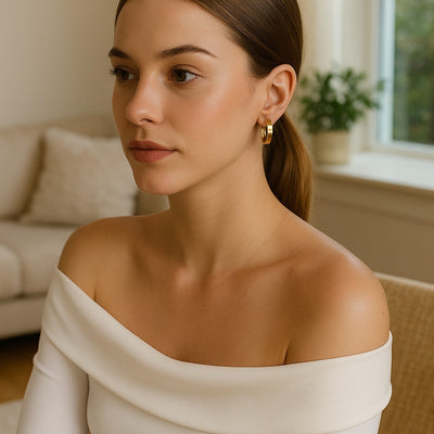 14k Yellow Gold Wedding Band Hoops (6x25mm) - jazzyjewelryjones