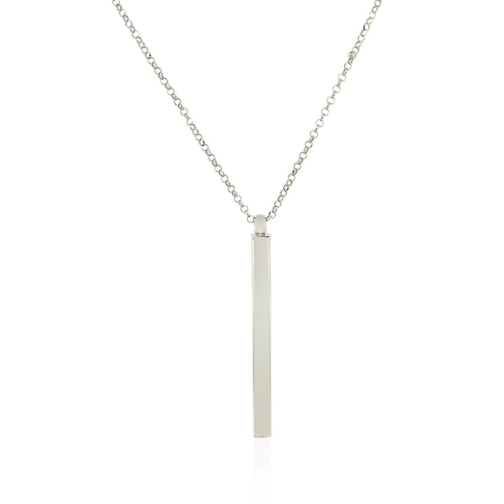 Sterling Silver 24 inch Necklace with Long Polished Bar Pendant