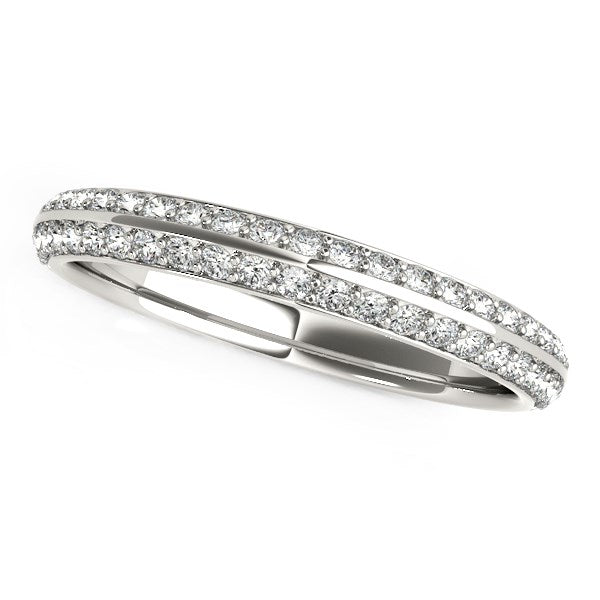 14k White Gold Two - Row Pave Set Diamond Wedding Band (1/4 cttw) - jazzyjewelryjones