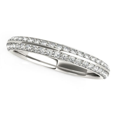 14k White Gold Two - Row Pave Set Diamond Wedding Band (1/4 cttw) - jazzyjewelryjones