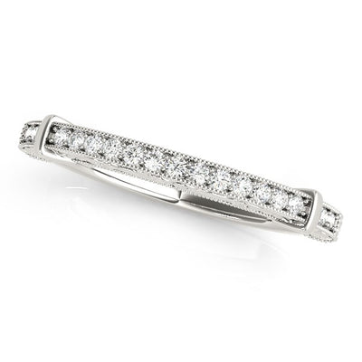 14k White Gold Bead Border Modern Wedding Band (1/8 cttw) - jazzyjewelryjones