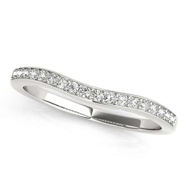14k White Gold Channel Curved Diamond Wedding Band (1/4 cttw) - jazzyjewelryjones