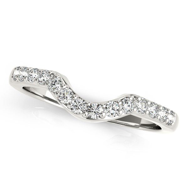 14k White Gold Pave Set Diamond Curved Wedding Band (1/4 cttw) - jazzyjewelryjones